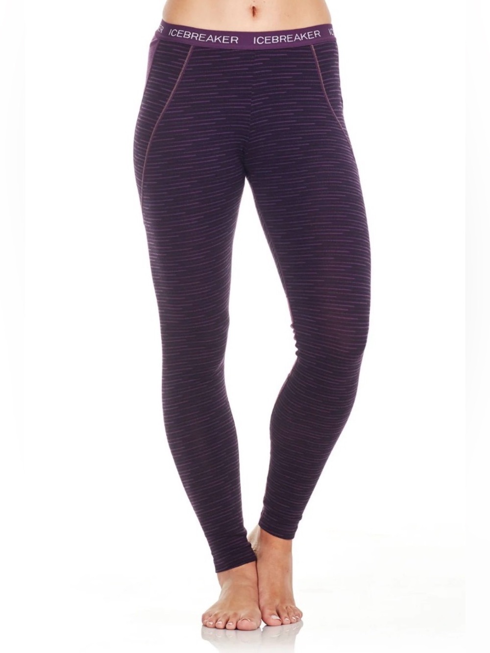 Icebreaker BODYFIT ZONE Winter Womens Merino Wool LEGGINGS Sz Sm Eggplant Purple